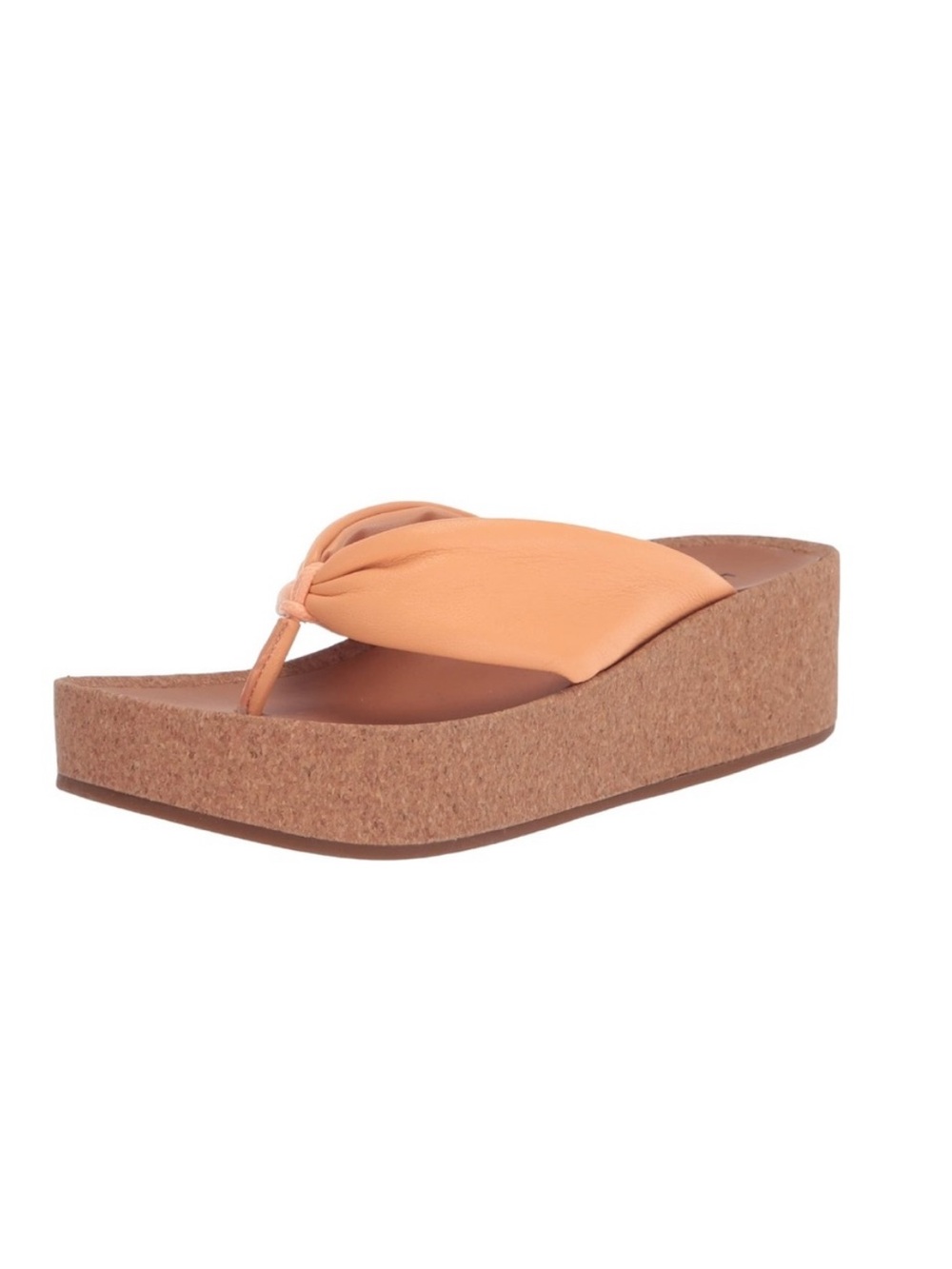 Lucky Brand Lellina Leather Platform Wedge Thong Sandal in Coral Sands Sz 6.5